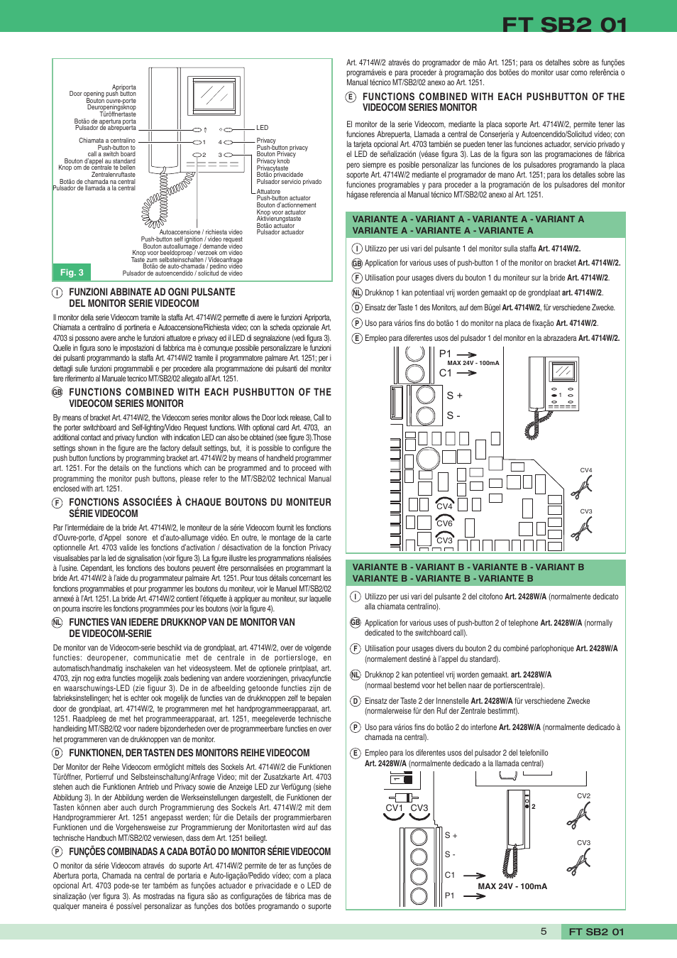Ft sb2 01 | Comelit FT SB2 01 User Manual | Page 5 / 8