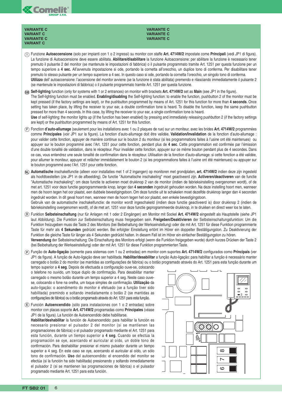 Jp1 67 8 | Comelit FT SB2 01 User Manual | Page 6 / 8