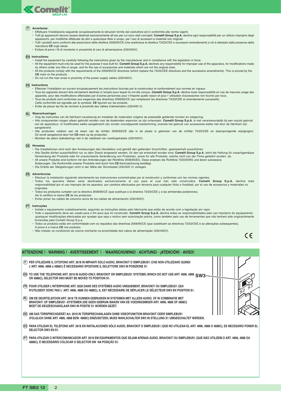 Comelit FT SB2 12 User Manual | Page 2 / 12