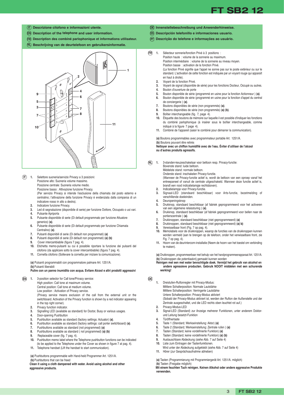 Ft sb2 12 | Comelit FT SB2 12 User Manual | Page 3 / 12