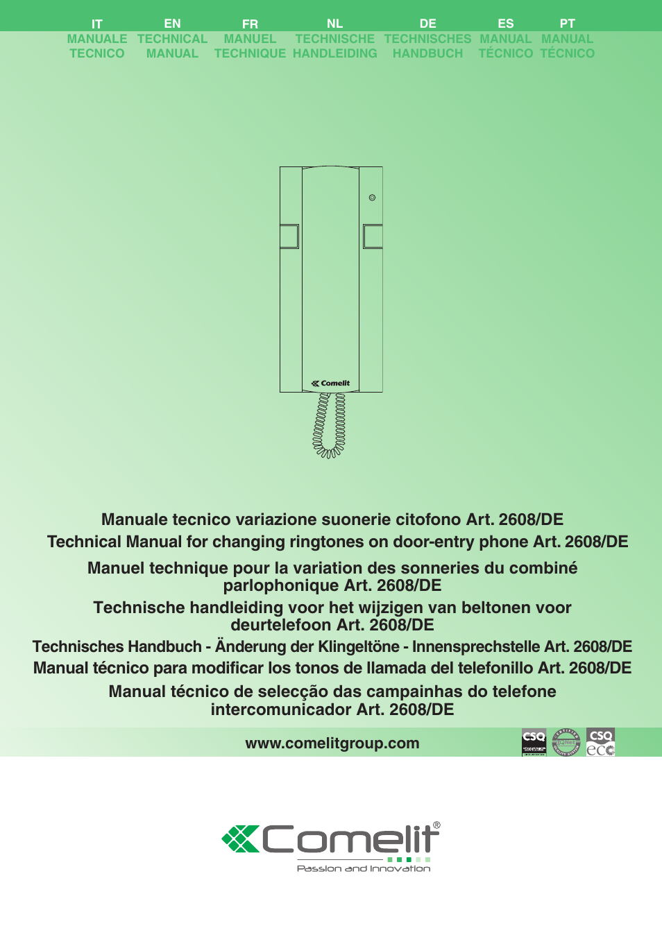 Comelit MT 2608 DE User Manual | 2 pages