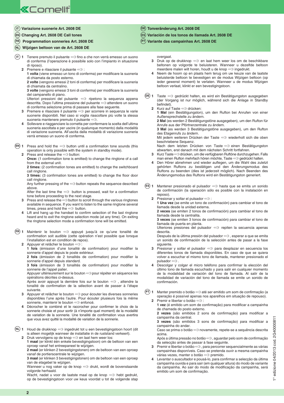 Comelit MT 2608 DE User Manual | Page 2 / 2