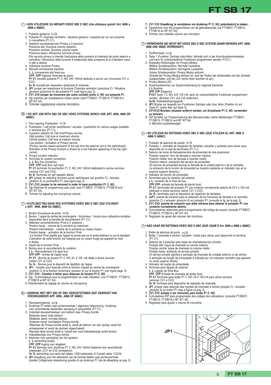 Ft sb 17 | Comelit FT SB 17 User Manual | Page 3 / 4