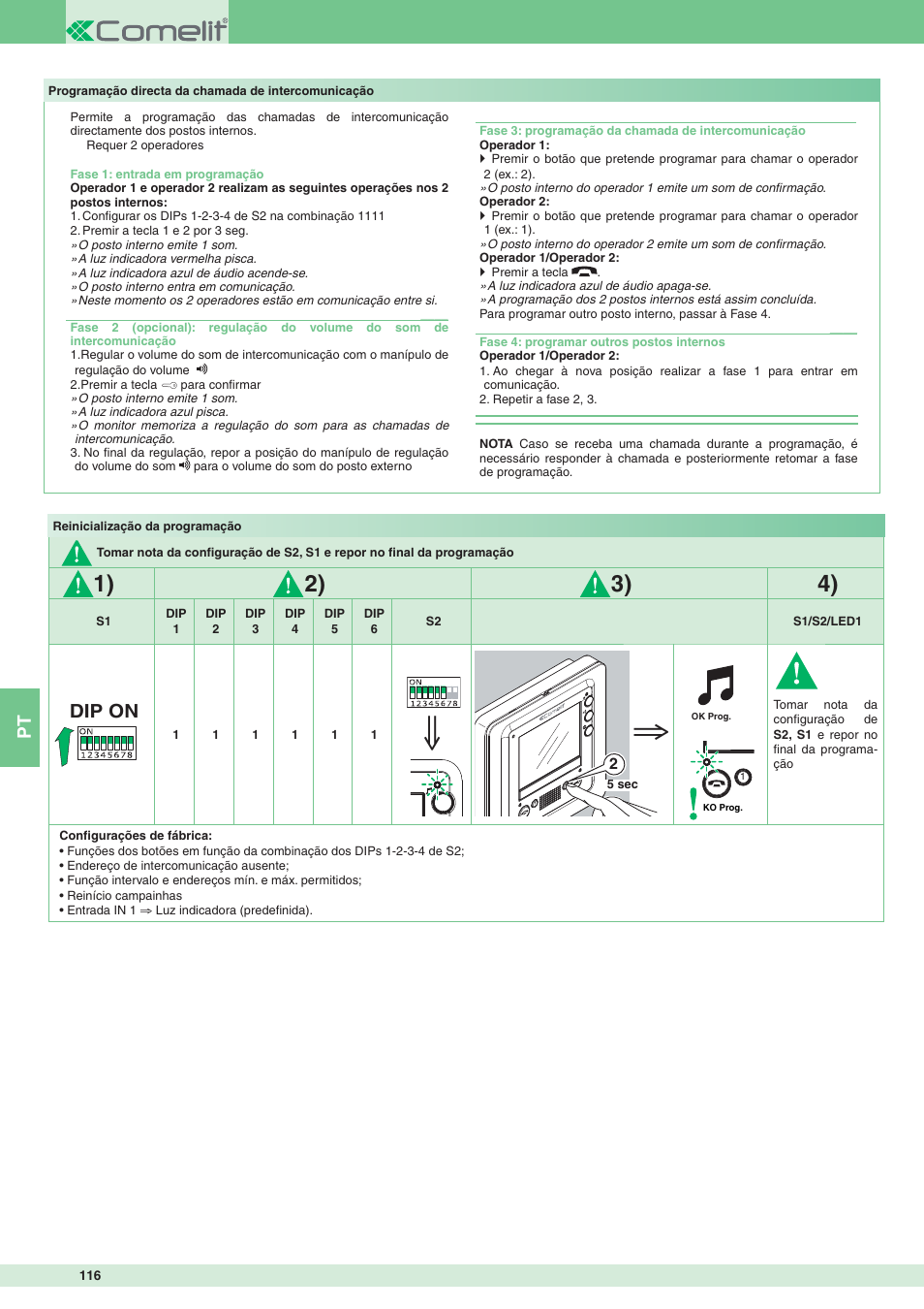 Dip on | Comelit MT 8172IS User Manual | Page 116 / 140