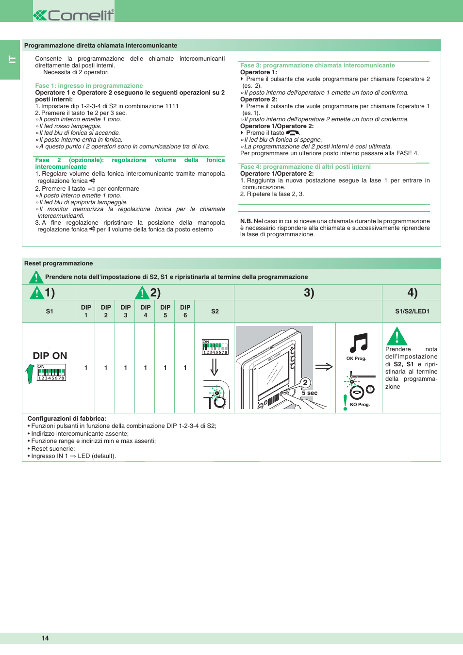 Dip on | Comelit MT 8172IS User Manual | Page 14 / 140