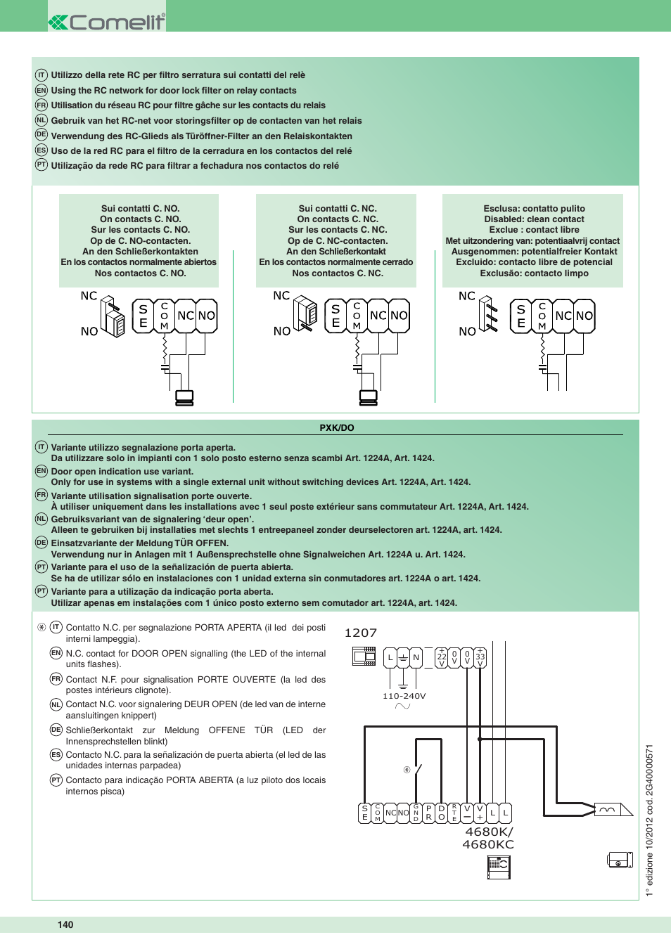 Comelit MT 8172IS User Manual | Page 140 / 140