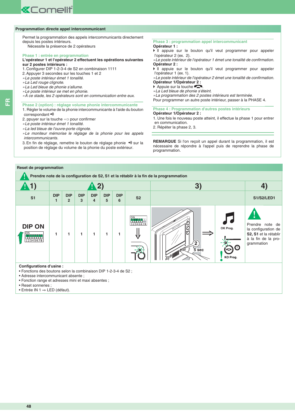 Dip on | Comelit MT 8172IS User Manual | Page 48 / 140