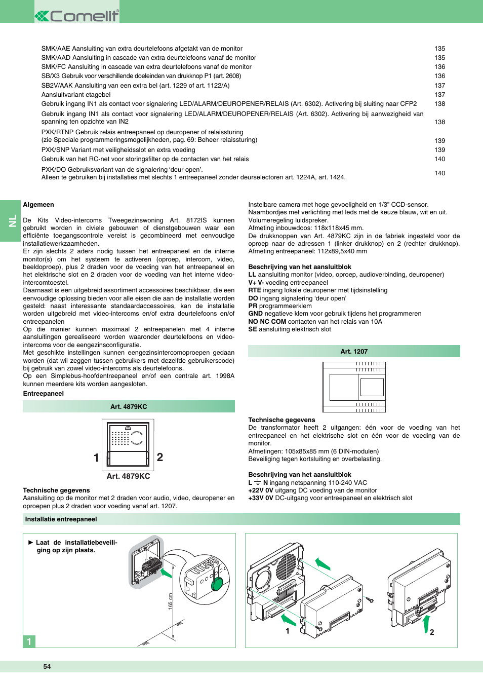 Comelit MT 8172IS User Manual | Page 54 / 140