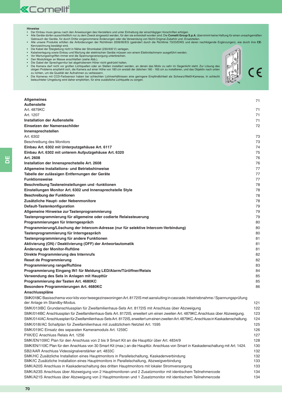 Comelit MT 8172IS User Manual | Page 70 / 140