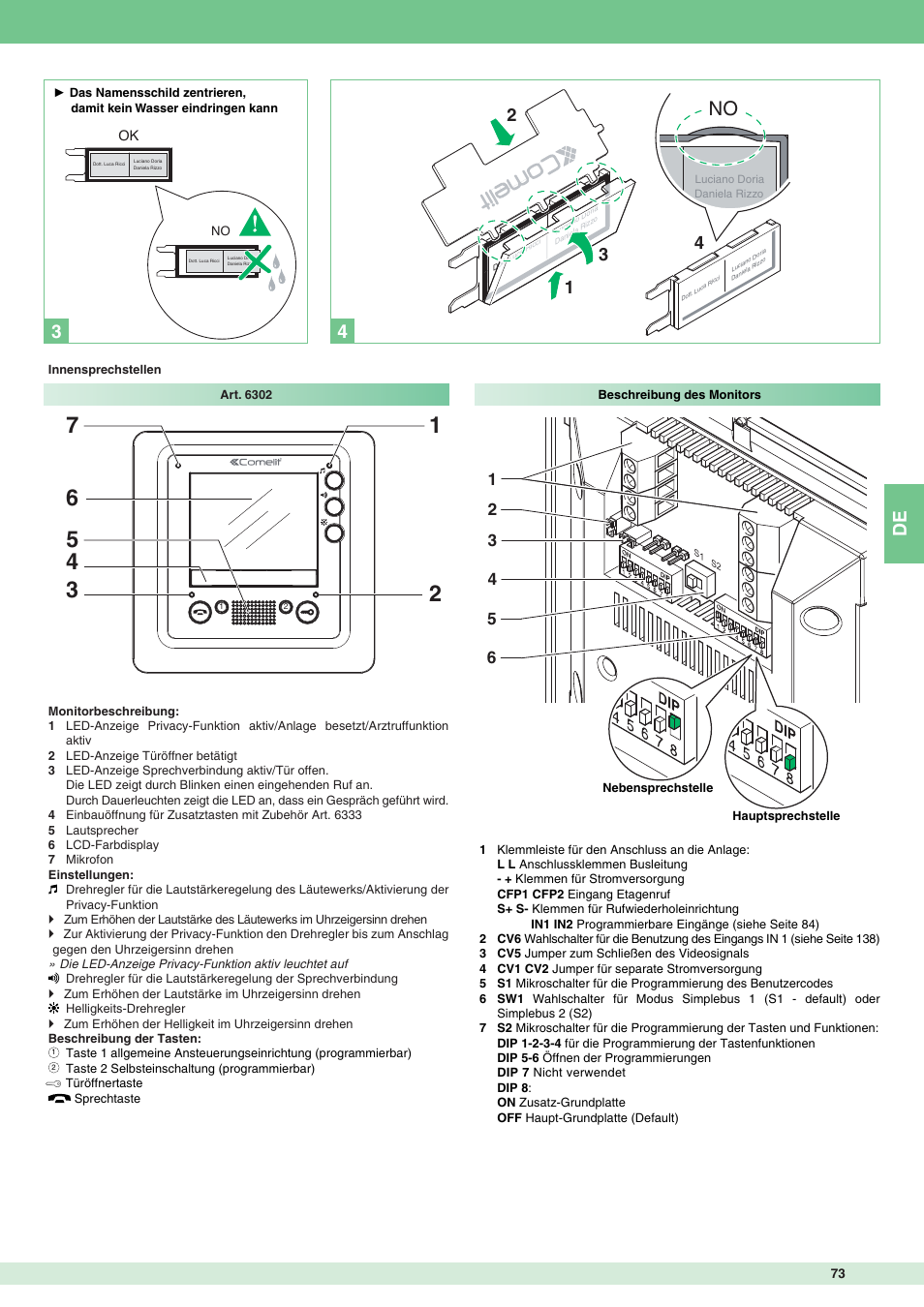 De 4 3 | Comelit MT 8172IS User Manual | Page 73 / 140
