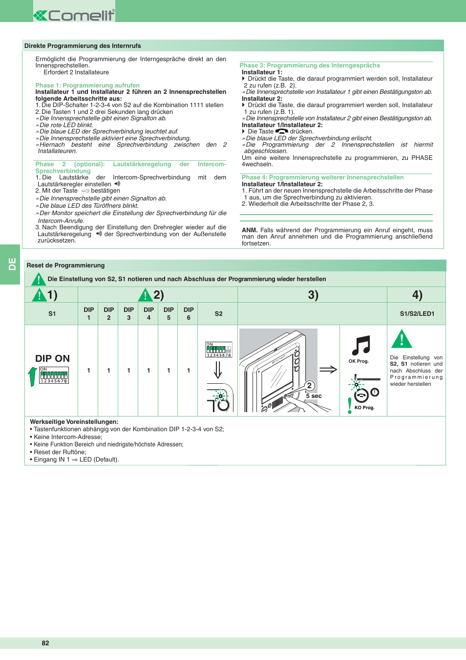 Dip on | Comelit MT 8172IS User Manual | Page 82 / 140