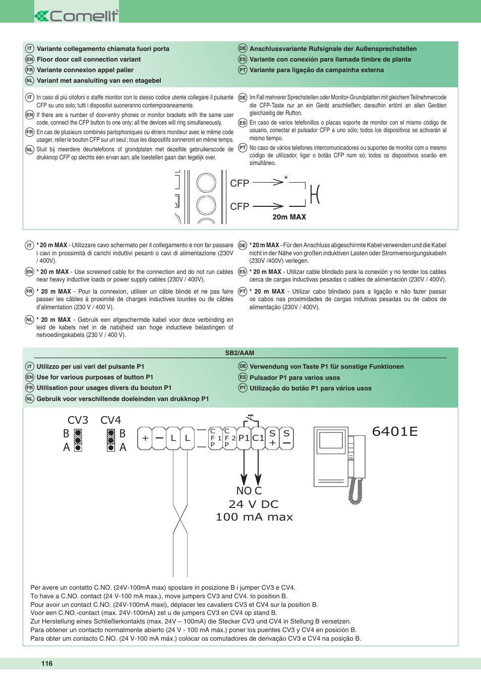 6401e, Ba b a | Comelit MT 8471MB User Manual | Page 116 / 120