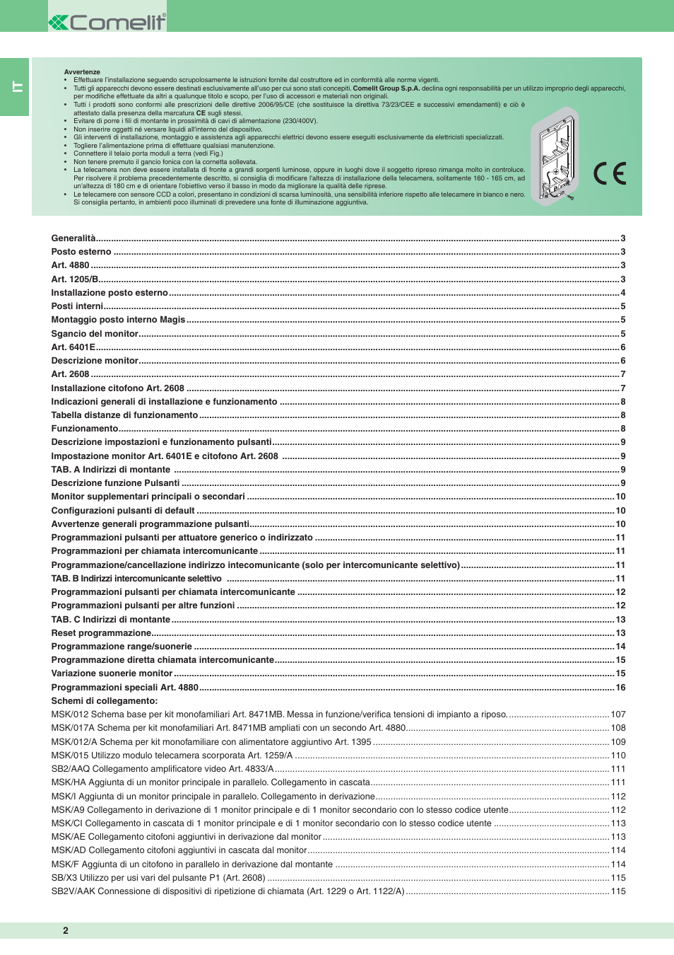 Comelit MT 8471MB User Manual | Page 2 / 120