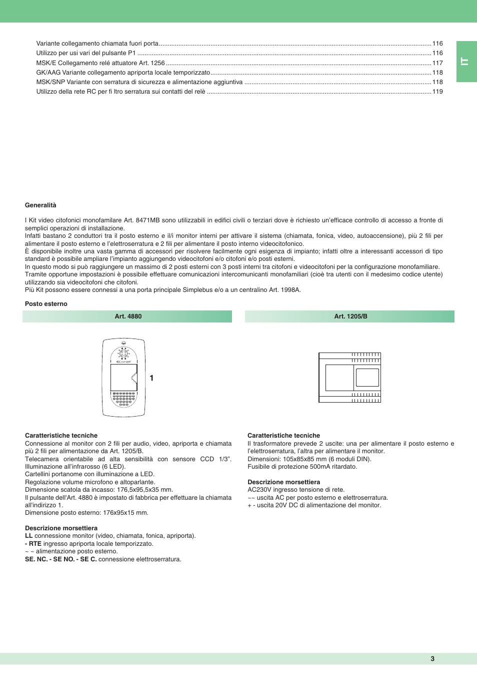 Comelit MT 8471MB User Manual | Page 3 / 120