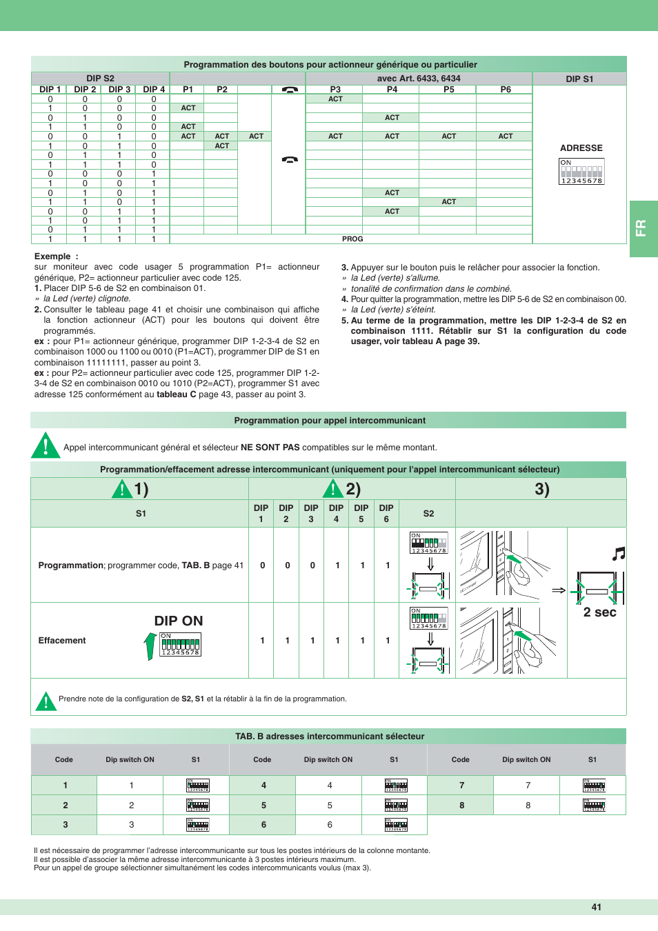 Dip on 2 sec | Comelit MT 8471MB User Manual | Page 41 / 120