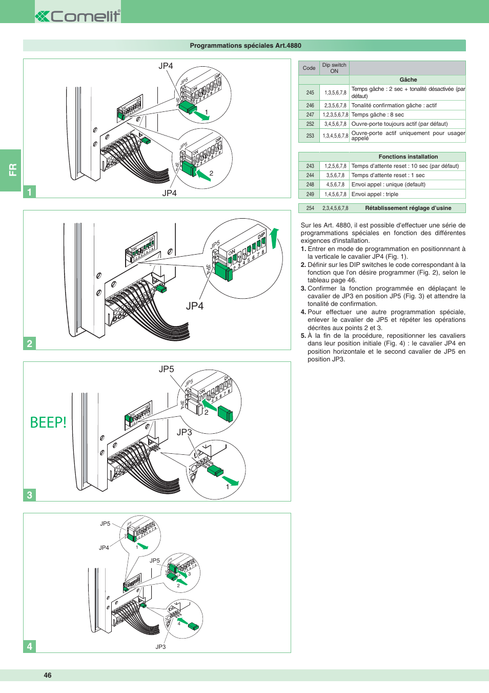 Beep, Jp3 jp5 | Comelit MT 8471MB User Manual | Page 46 / 120