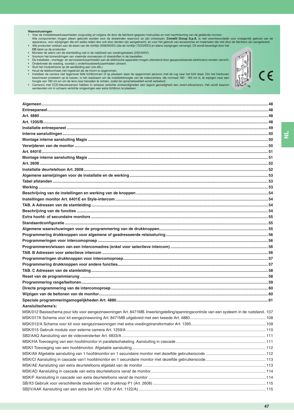 Comelit MT 8471MB User Manual | Page 47 / 120