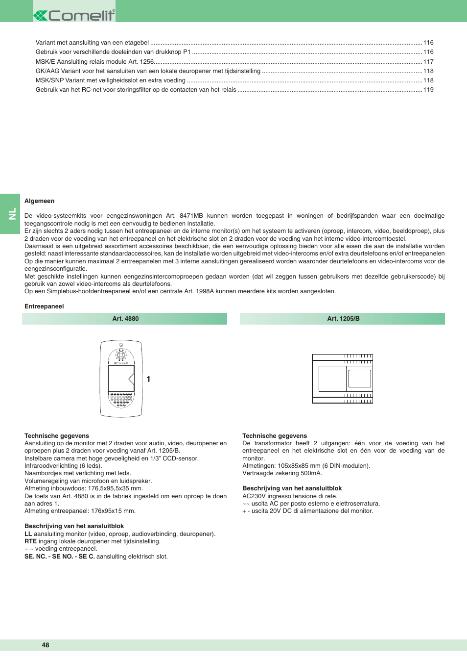 Comelit MT 8471MB User Manual | Page 48 / 120