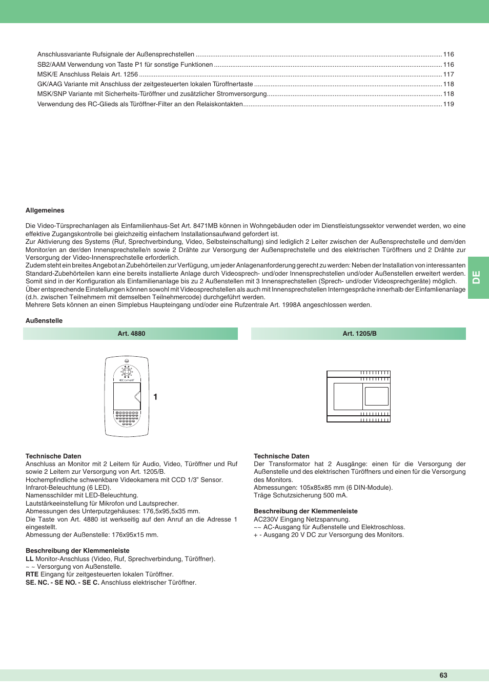 Comelit MT 8471MB User Manual | Page 63 / 120