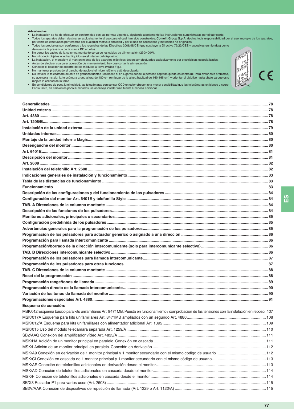 Comelit MT 8471MB User Manual | Page 77 / 120