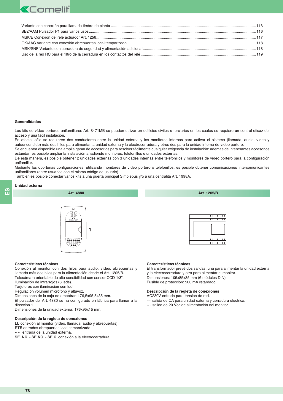 Comelit MT 8471MB User Manual | Page 78 / 120