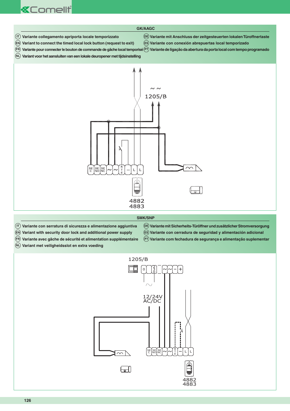 12/24v ac/dc, 1205/b | Comelit MT 8471MC User Manual | Page 126 / 128