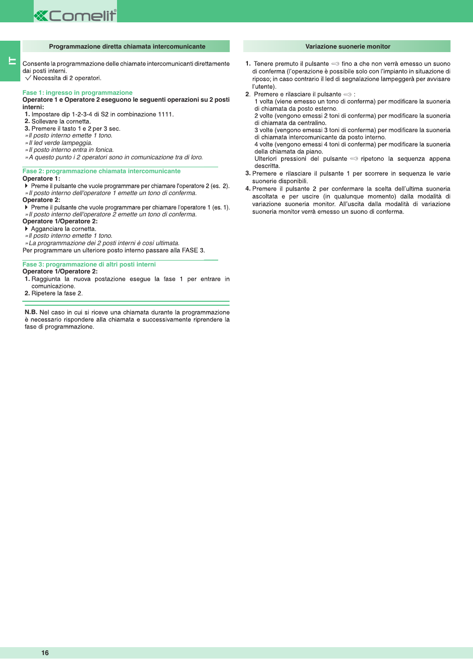 Comelit MT 8471MC User Manual | Page 16 / 128