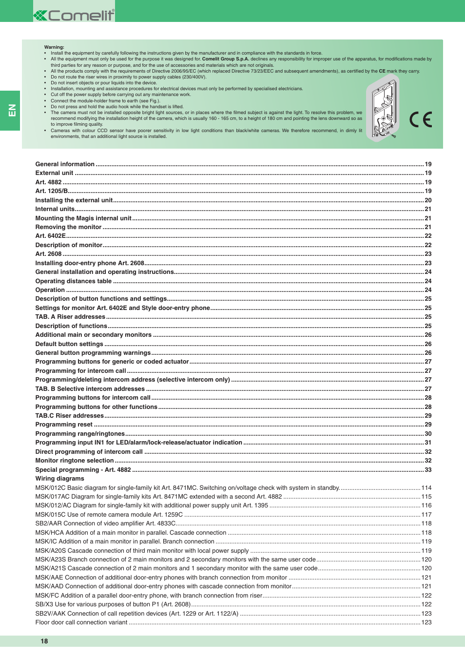 Comelit MT 8471MC User Manual | Page 18 / 128