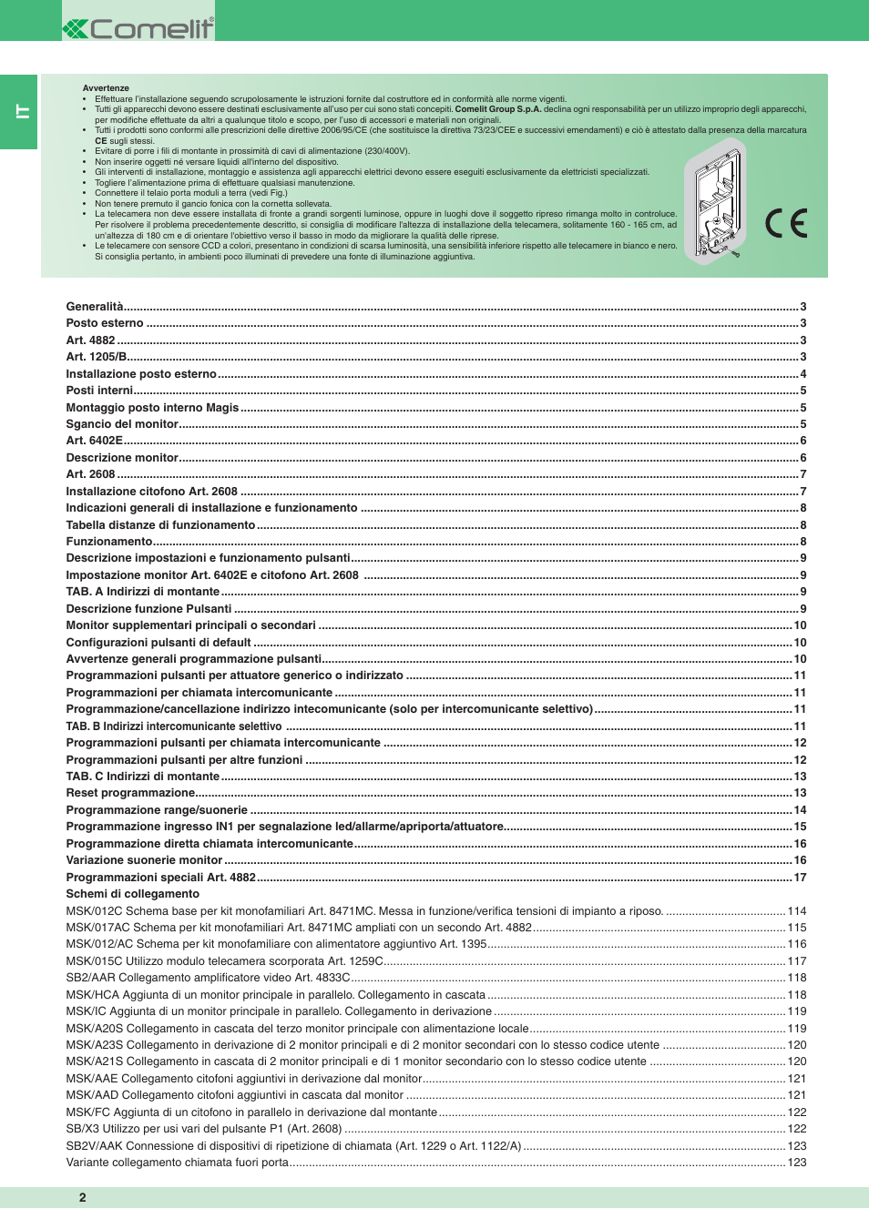 Comelit MT 8471MC User Manual | Page 2 / 128