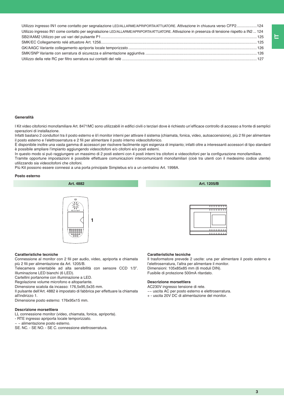 Comelit MT 8471MC User Manual | Page 3 / 128