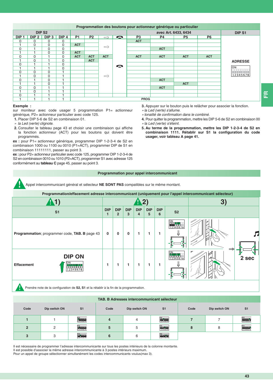 Dip on 2 sec | Comelit MT 8471MC User Manual | Page 43 / 128