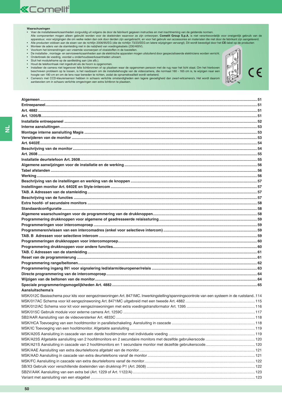 Comelit MT 8471MC User Manual | Page 50 / 128