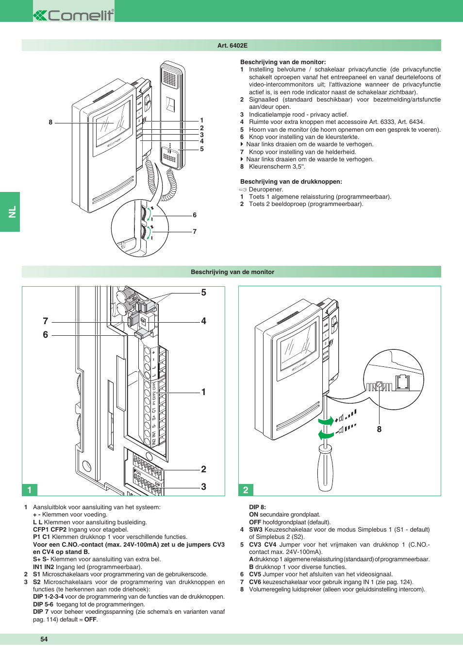 Comelit MT 8471MC User Manual | Page 54 / 128