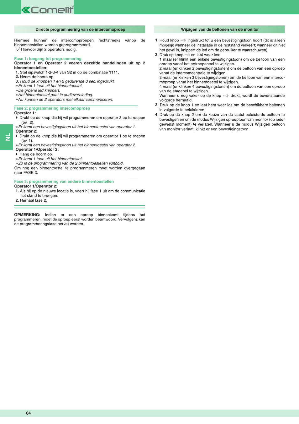 Comelit MT 8471MC User Manual | Page 64 / 128
