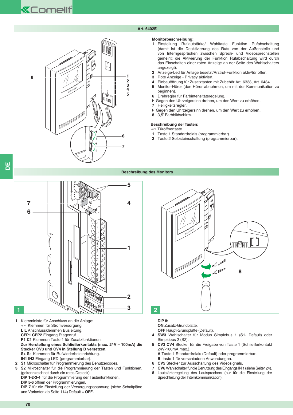 Comelit MT 8471MC User Manual | Page 70 / 128