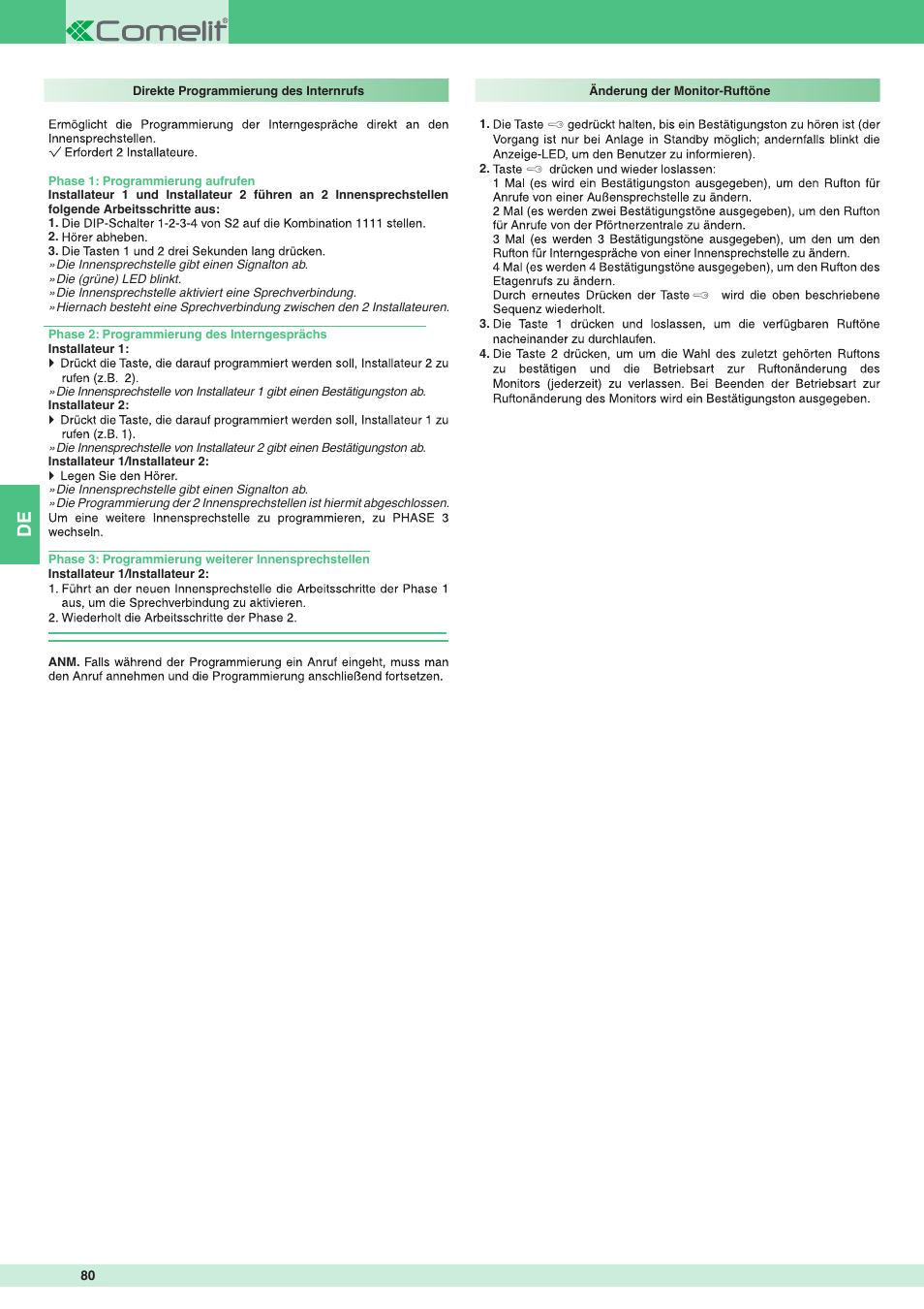 Comelit MT 8471MC User Manual | Page 80 / 128