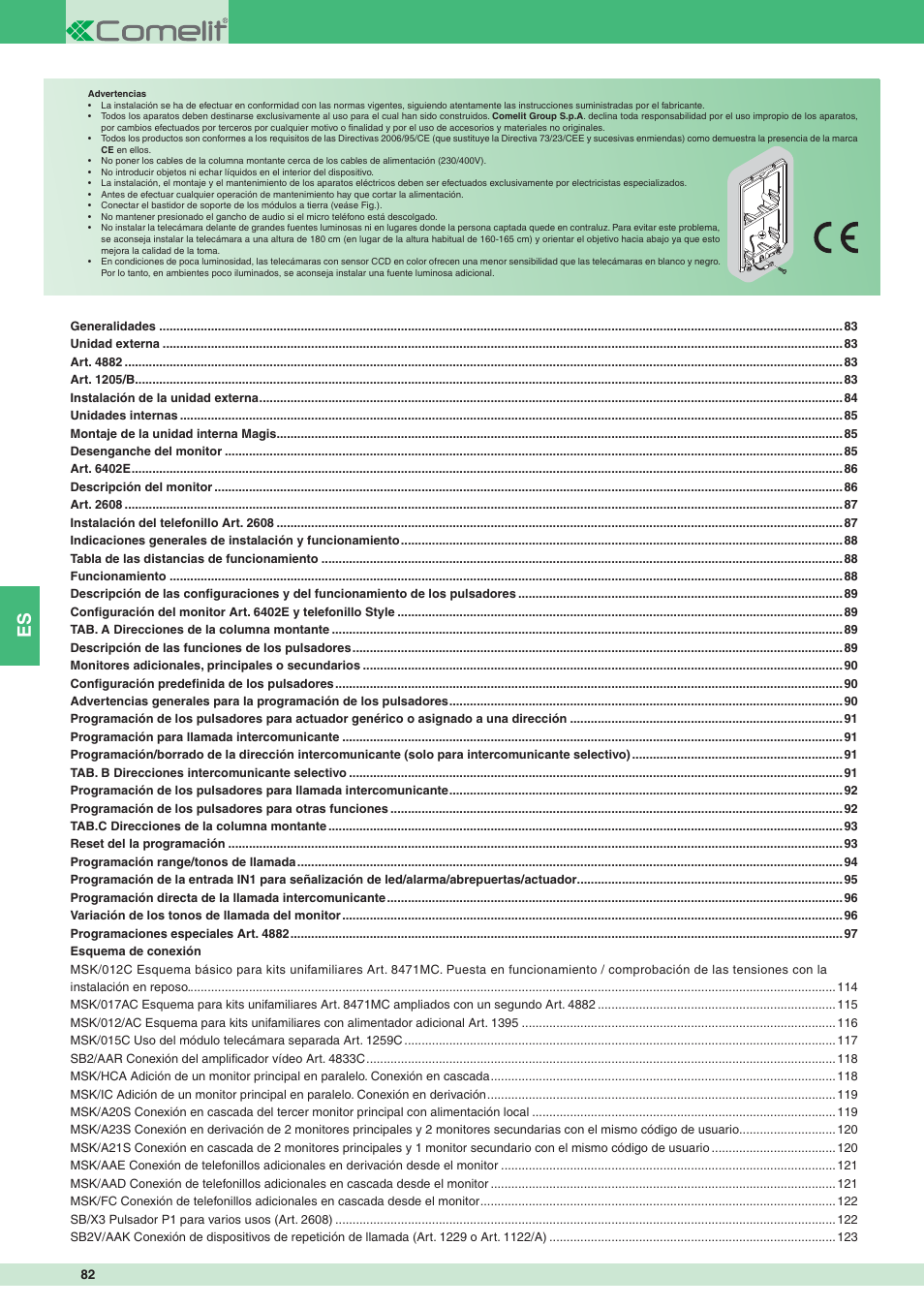 Comelit MT 8471MC User Manual | Page 82 / 128