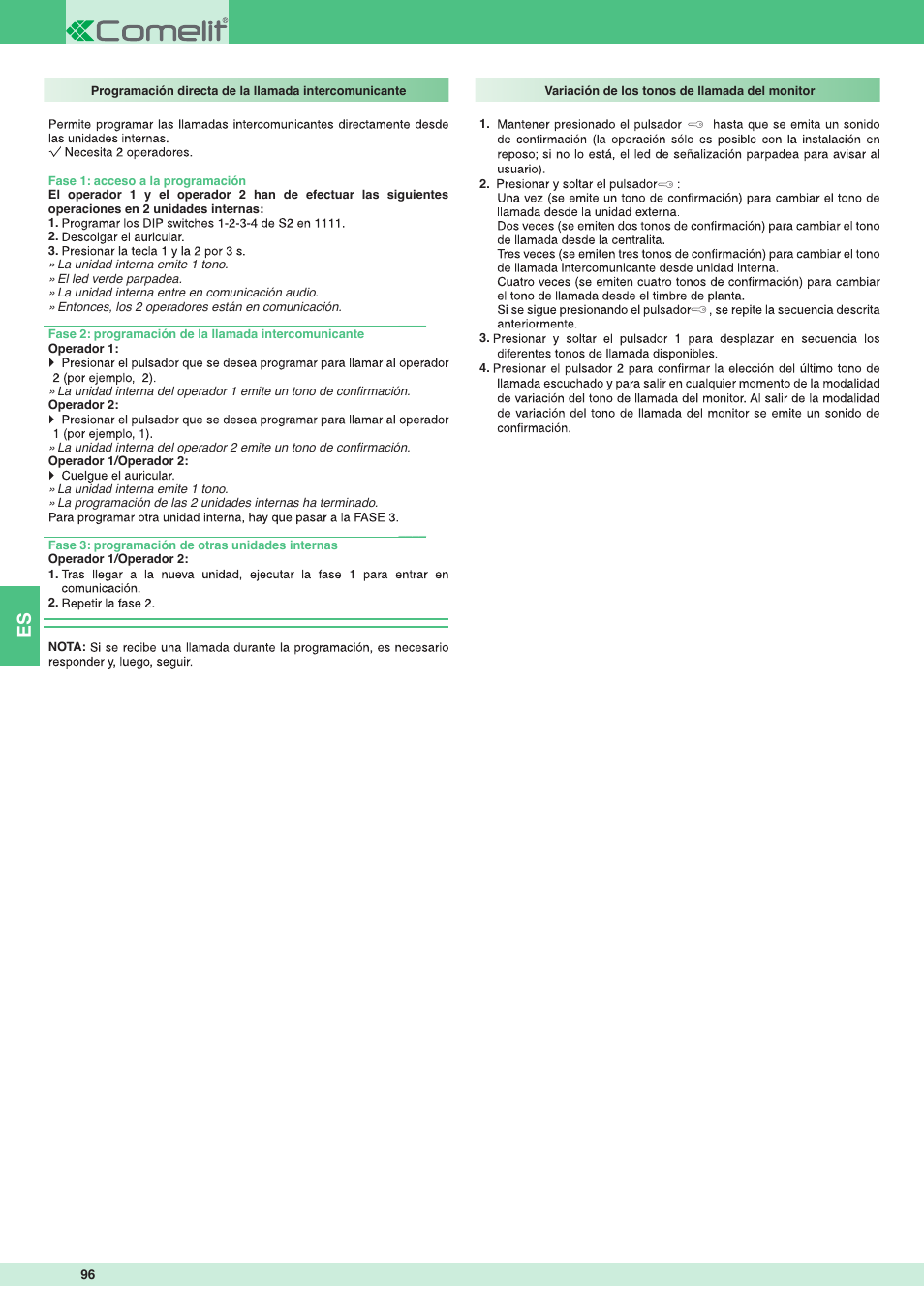 Comelit MT 8471MC User Manual | Page 96 / 128
