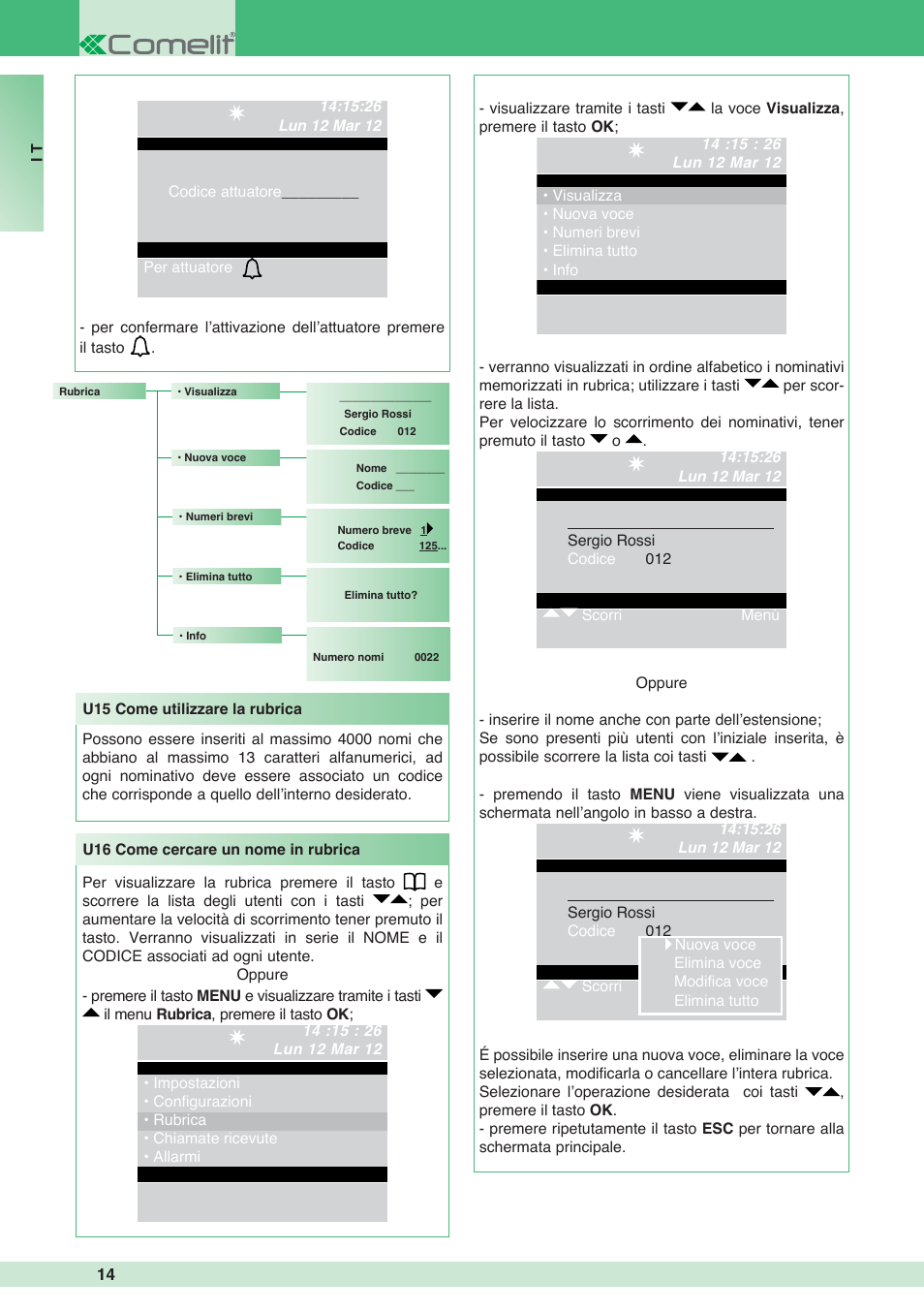 Comelit MT 1998VC User Manual | Page 14 / 124