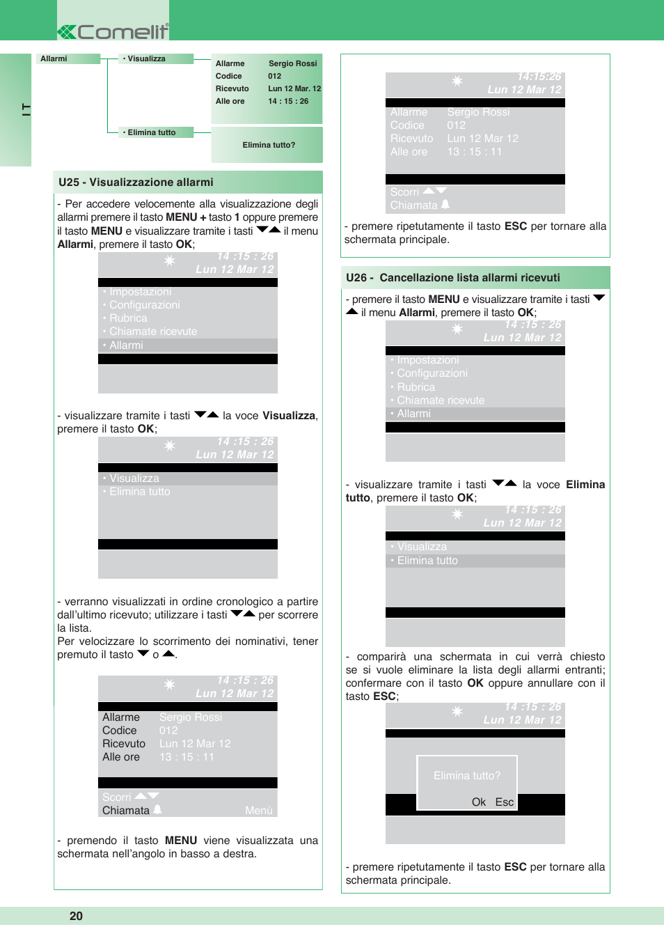 Comelit MT 1998VC User Manual | Page 20 / 124