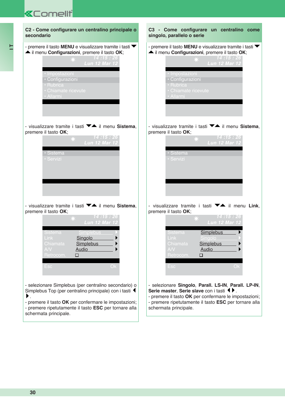 Comelit MT 1998VC User Manual | Page 30 / 124