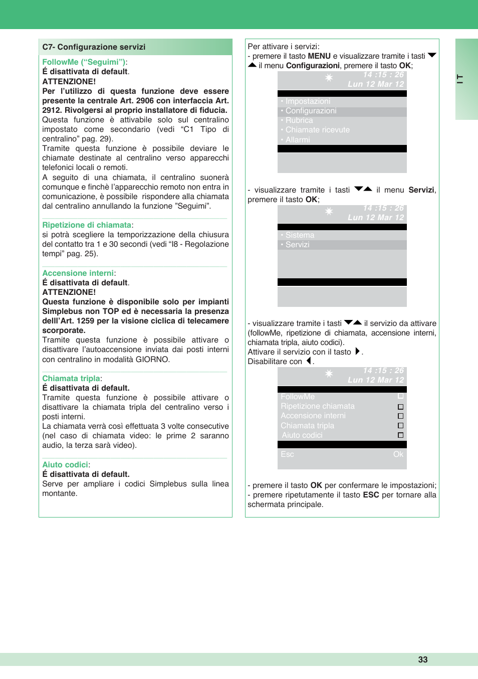 Comelit MT 1998VC User Manual | Page 33 / 124