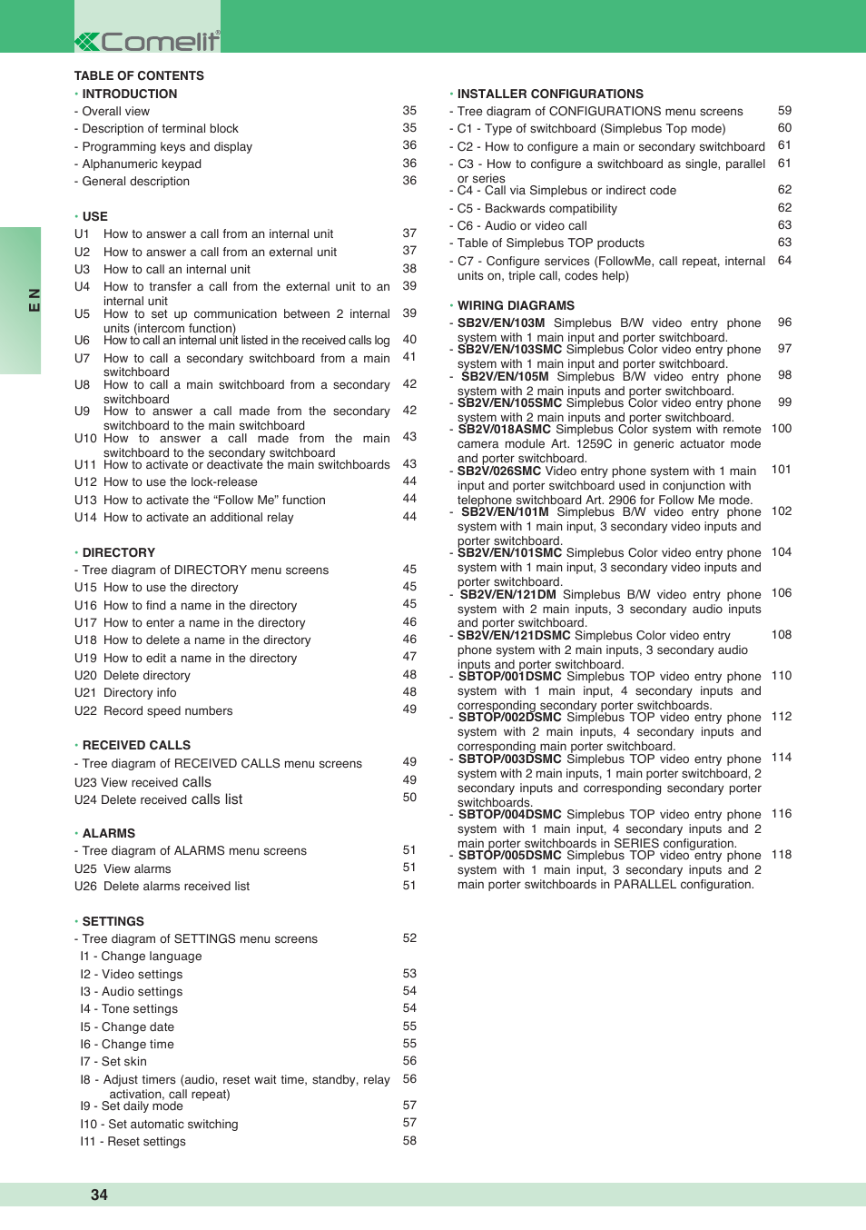 Comelit MT 1998VC User Manual | Page 34 / 124