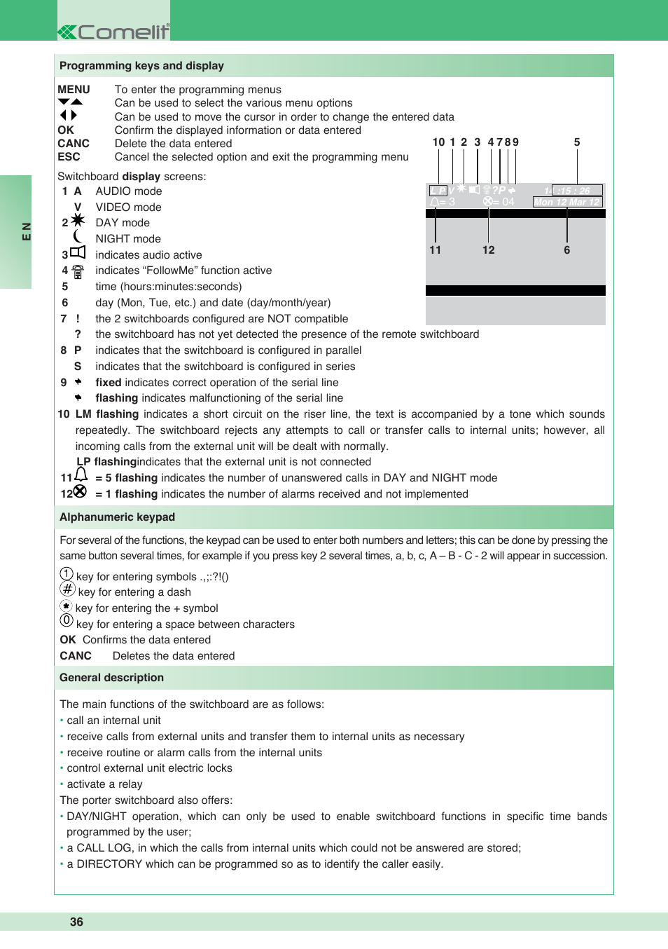 Comelit MT 1998VC User Manual | Page 36 / 124