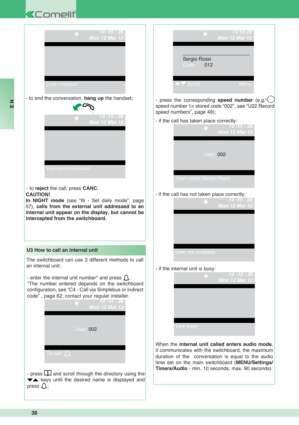 Comelit MT 1998VC User Manual | Page 38 / 124