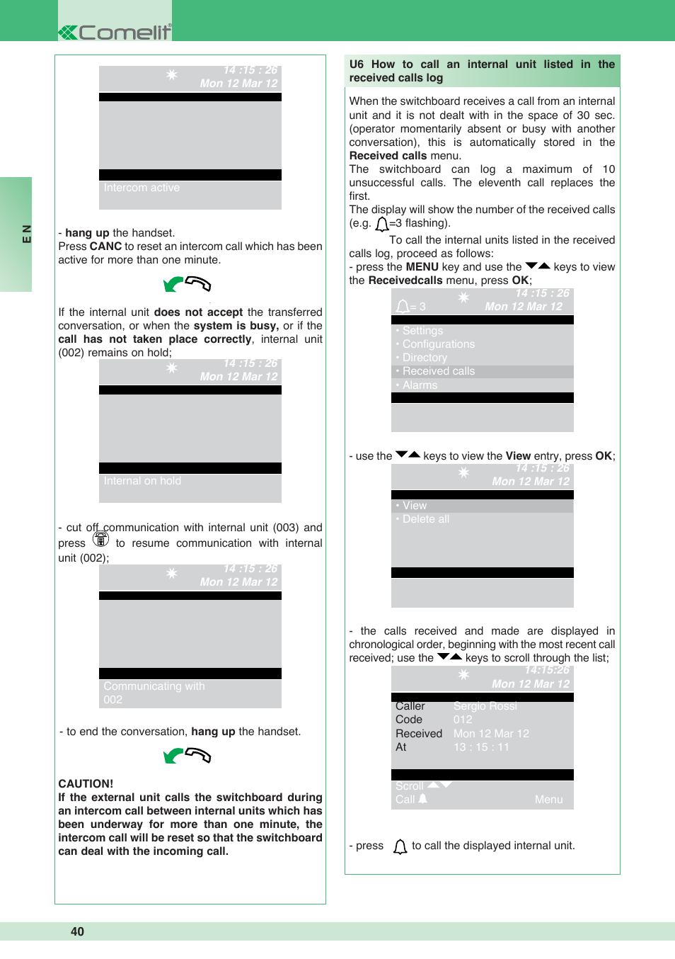 Comelit MT 1998VC User Manual | Page 40 / 124