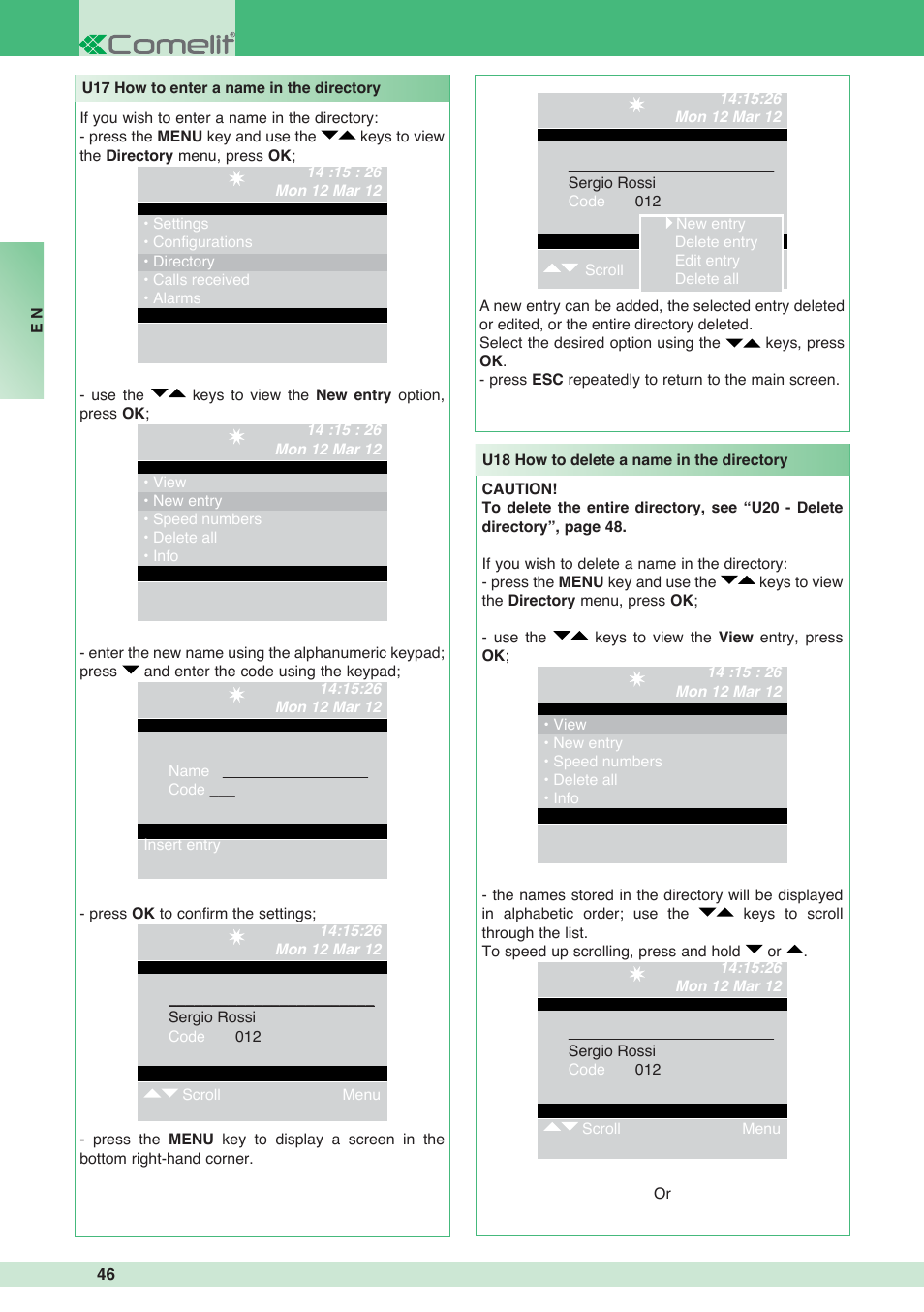 Comelit MT 1998VC User Manual | Page 46 / 124