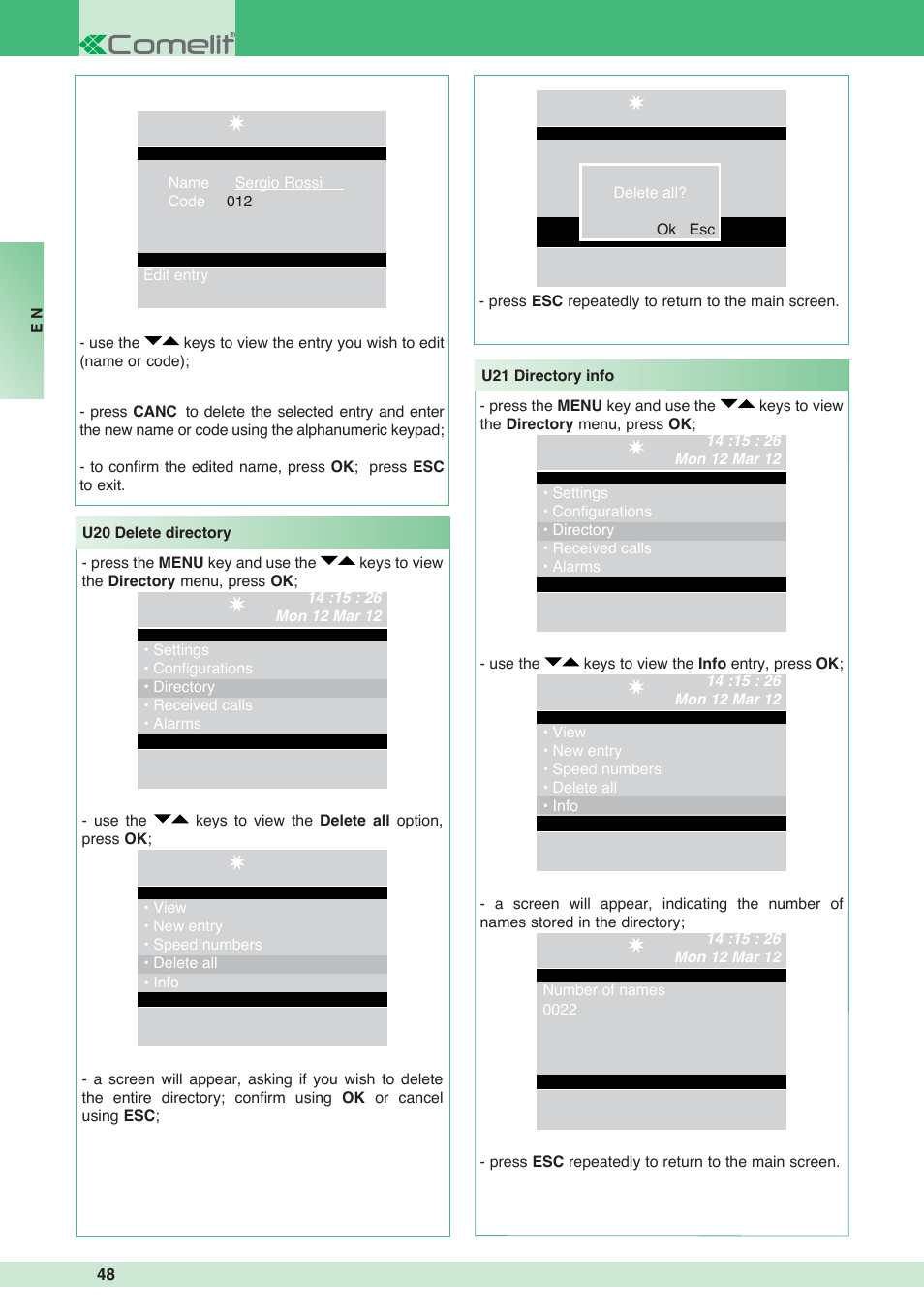 Comelit MT 1998VC User Manual | Page 48 / 124