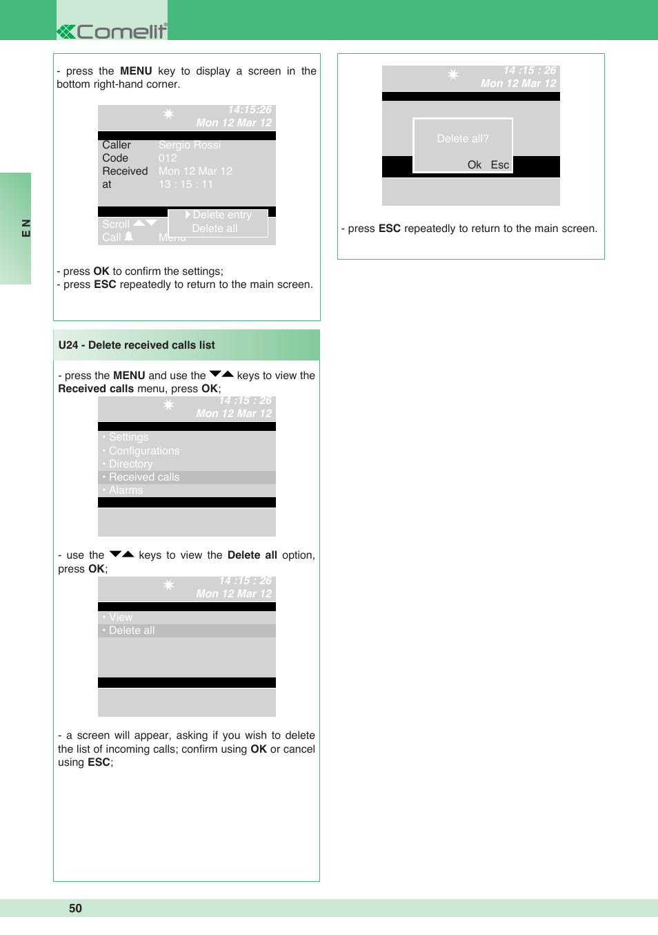 Comelit MT 1998VC User Manual | Page 50 / 124