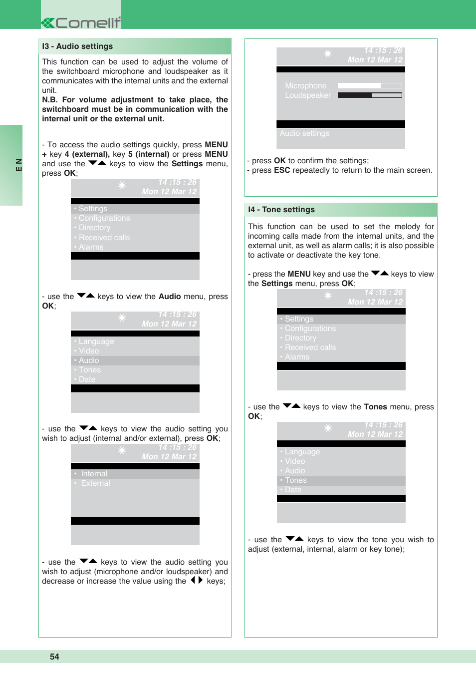 Comelit MT 1998VC User Manual | Page 54 / 124